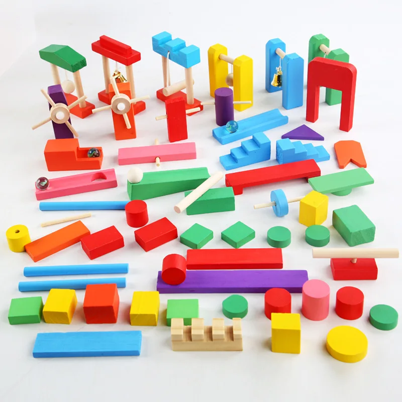 Woodworking Domino - Montessori Wooden Rainbow Domino Toy Institution