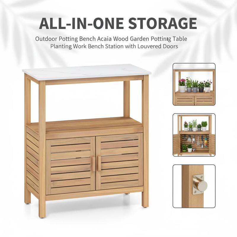 Outdoor Potting Bench Acacia W - Woodworking Workbench ulasan dan harga