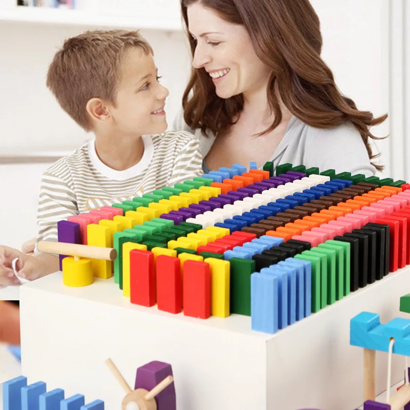 Montessori Wooden Rainbow Domi - Woodworking Domino ulasan dan harga