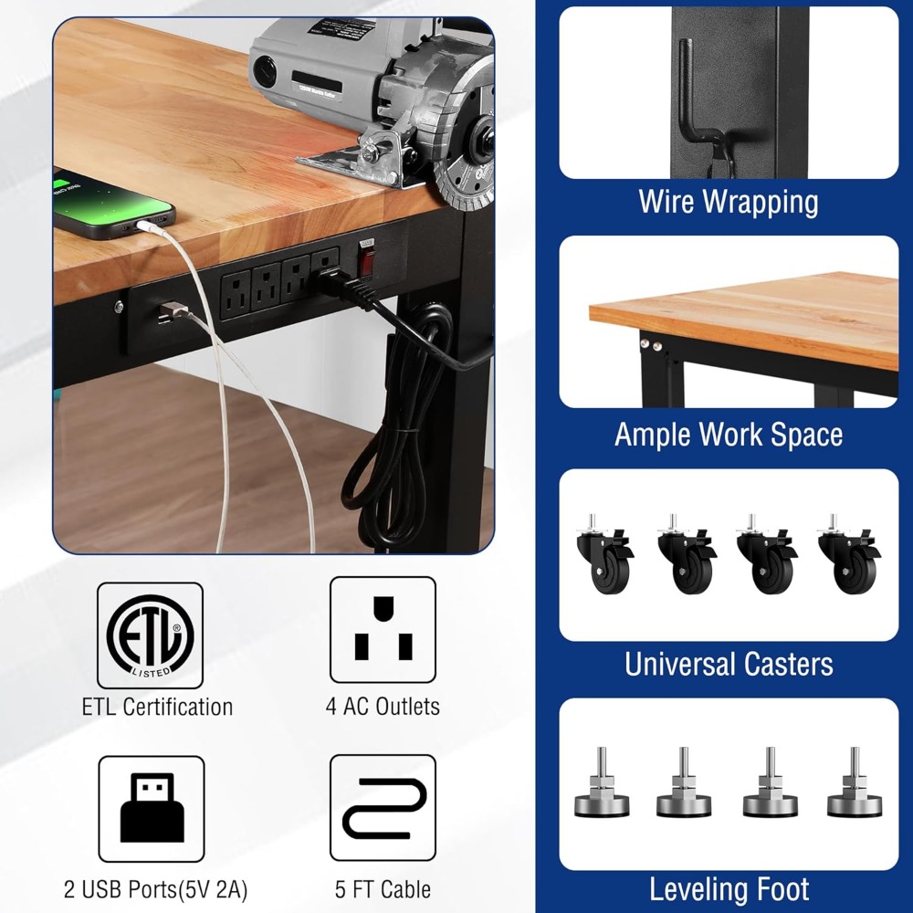 Garage Workbench, 48X22 Adjust - Woodworking Workbench ulasan dan harga