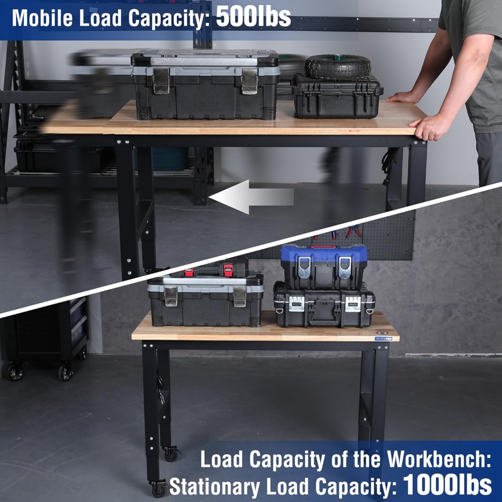Garage Workbench, 48X22 Adjust - Woodworking Workbench ulasan dan harga