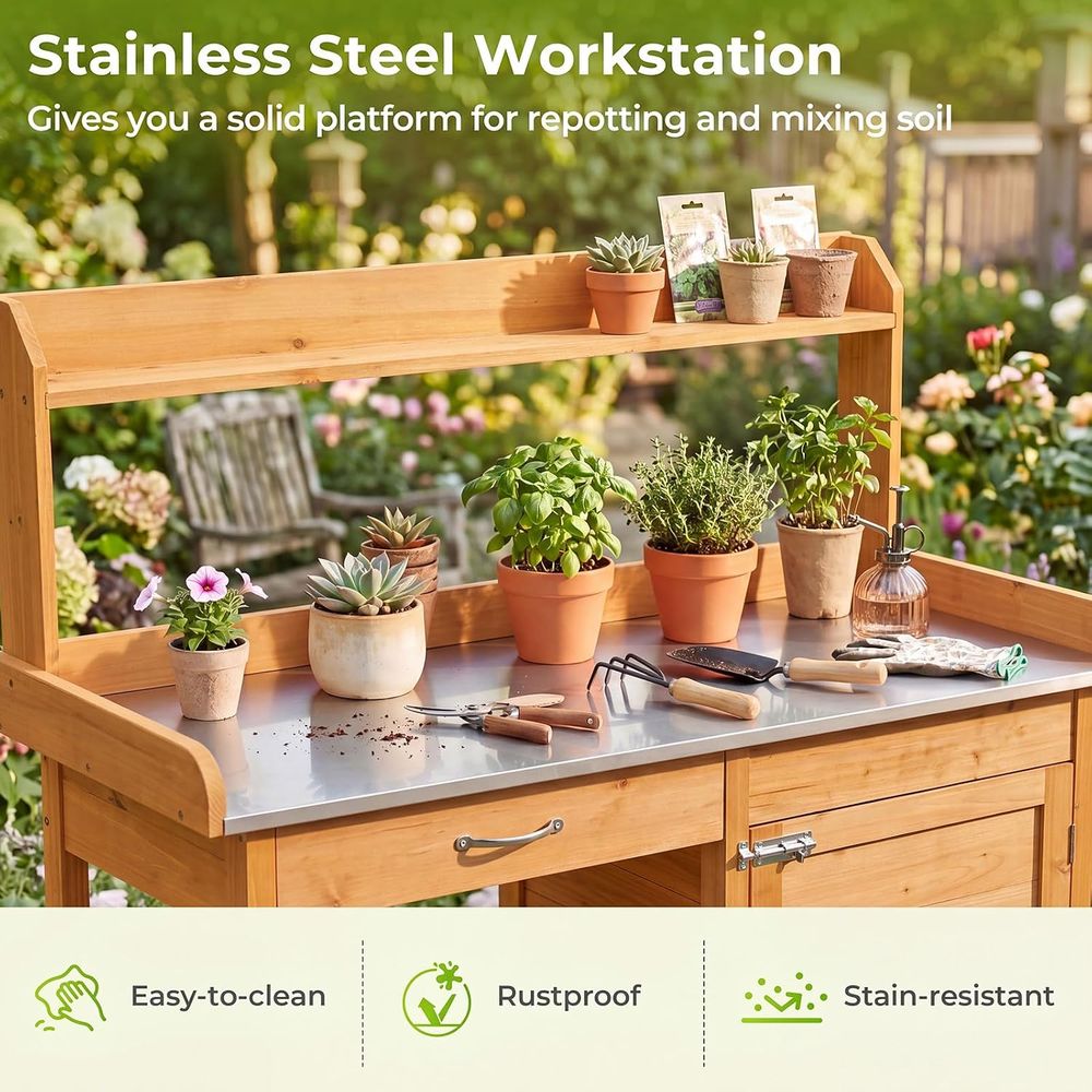 Outdoor Potting Bench Table Wo - Woodworking Workbench ulasan dan harga